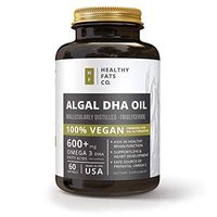 Vegan Omega 3 Algal DHA Softgels: Best Prenatal DHA and Fish Oil Alternative Supplement with Natural Fatty Acids - 60 Count 600mg of DHA per Serving by The Healthy Fats Co.