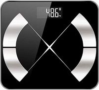 LCTCBZ Bluetooth Body Fat Scale Smart BMI Scale Digital Bathroom Wireless Weight Scale, Body Composition Analyzer with Smartphone App and English Instructions，Black (Color : Black)