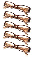 5-Pack Ladies Reading Glasses (Brown Stripe,+1.75)