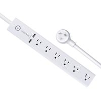 VASTFAFA 6-Outlet Surge Protector Power Strip with 2 Fast Charging USB Port,Desktop Charging Station 4.5 ft Extension Cord for Cruise Ship, Dorm Room Multi Plug Extender (White)