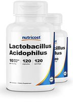 Nutricost Lactobacillus Acidophilus 10 Billion CFU, 120 Veggie Capsules - Probiotic (2 Bottles)