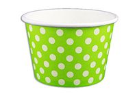 Black Cat Avenue Paper Ice Cream Cups, Polka Dot, Green, 8 Ounce, 50 Count