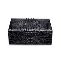Jolly Handmade Elegant Leather 75 Cigar Humidor,Desktop Cedar Wood Lined Cigar Box (Color : Black)