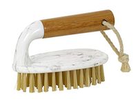 Bellasera Cleaning Collection Heavy Duty Scrub Brush All-Purpose Scrubber Featuring Upscale Marble Detailing & Mildew-Resistant Bamboo Handles