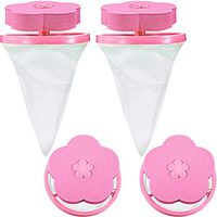 4 Pieces Reusable Washing Machine Lint Catcher Household Washing Machine Lint Mesh Bag Hair Filter Net Pouch Washer Hair Catcher (Pink)