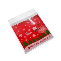 Staron Christmas Candy Bags, 100pcs Self Adhesive Plastic Seal Bag Cookies Candy Wrapping Bags Christmas Pouch (H)