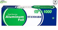 [2 Pack] Food Service Standard Duty Aluminum Foil Roll (12 in x 1000 ft) with Sturdy Corrugated Cutter Box - Great for Grill Use, Kitchen Wrap, Foil Wrap, Cooking, Cleaning by EcoQuality