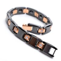 Kstyle Jewelry 10mm Black And Rose Gold Tungsten Magnetic Hematite Mens Bracelet 7.9" B761
