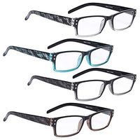 READING GLASSES 4 pack with Pattern Arms Spring Hinge Readers Women +1.50