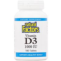 Natural Factors, Vitamin D3 1000 IU, Supports Strong Bones, Teeth, and Muscle and Immune Function, 180 tablets (180 servings)