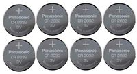 Pack of 8 -- Panasonic Cr2032 3v Lithium Coin Cell Battery Dl2032 Ecr2032