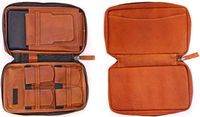 Genuine Leather Portable Travel Cigar Case, Holds 5-6 Cigars