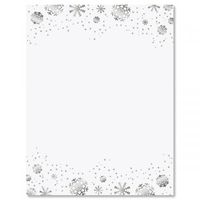 Silver Snowflakes Christmas Stationery – for Holiday Letters, Hand-Written Notes, 25 Sheets, 8½ x 11 Inches, Printer Compatible, 70# Text Opaque Paper