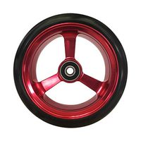 RIANTWHEEL, 5 X 1.4 inch, Solid, PU Wheels, Wheelchair Casters, Aluminum Rim, one Pair (Red)