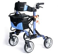 MOVE-X Folding Rollator Deluxe 4-wheel Walker Foldable Light Weight - Blue from