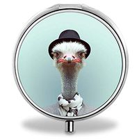 IMLONE Pill Organizer, Customized Ostrich Pill Boxes with 3 Components and Mirror for Travelling and Daily Needs