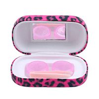 Iumer Cute Leopard Contact Lens Case Outdoor Traveling PU Container PU Leather Box,Red Leopard Print