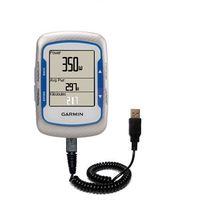 Gomadic Coiled Power Hot Sync USB Cable for The Garmin Edge 500 with Both Data and Charge Features - Uses TipExchange Technology