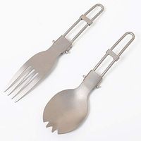 Sizet Spoon and Fork Camping Set, Stainless Titanium Foldable Traveller Spoon/Fork for Camping Picnic Utensil Travel (Spoon)