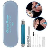 Ousen Home Ear Wax Removal Kit with LED Light, Lighted Ear Pick Earwax Tweezer Spiral Ear Curette Spring Earwax Spoon, Ear Wax Cleaning Visible 4 in 1 Combination Tool Set with Storage Box and Battery
