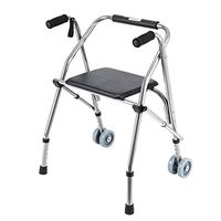 Standard Walkers Folding walker adjustable walking aid Equipped with wheels and cushion suitable for the elderly and people with mobility problems load-bearing 100KG (Color : Silver)