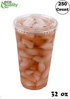 Iced Coffee Go Cups and Lids | Cold Smoothie | Plastic Cups with Lids | 32 oz Cups, 250 Pack | Clear Plastic Disposable Pet Cups | Ideal for Coffee, Parfait, Juice, Soda, Cocktail, Party Cups