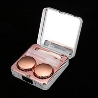 TOPINCN Soaking Contact Lens Case Mini Travel Portable Marble Surface Mirror Square Container Holder Golden, Silver, Rose Gold, Rose Red (Rose Gold)