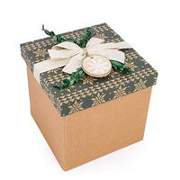 LaRibbons 7x7x7 Holiday Gift Boxes - Snowflake Pop up in Seconds Comes with Decorative Ribbon and Wooden Tag for Christmas Gift Wrap