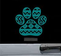 Tribal pawprint Vinyl Decal Sticker dog lover pet rescue (TEAL)