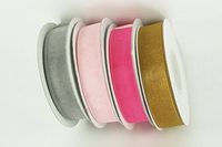 CHRISTMAS Set of 4 Rolls Organza Plain 7/8" Ribbon 25 yds each (100 Yds Total) Choose Color Combination (Pink, Hot Pink, Gold, Silver)