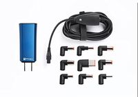 FINsix Dart 65W Smallest Lightweight Portable PC Laptop Charger Plus USB Devices | Fits in Pocket | Blue | Integrated 2.1A USB Port for Acer Asus Dell HP Lenovo Samsung Android iPhone iPad