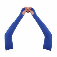Compression Arm Sleeve for Men Women Youth - UV Sun Protection Sleeves Hand Cover Style with Thumb Holes - Cooling Aqua X Extreme Soft Skin Touch Feeling Fabric - for Running in Summer 1 Pair N-Blue-S
