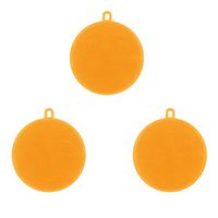 Yu2d 🌹🌹 3Pcs Silicone Dish Washing Sponge Scrubber Kitchen Cleaning Antibacterial Tool （Orange）