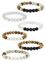 Apipi 6 Pack Lava Stone Bead Bracelet,Natural Stones Stretch Bracelets - Aromatherapy Essential Oil Diffuser Healing Crystal Bracelets Christmas gifts for Women Girls (8mm)