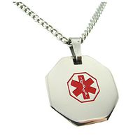 My Identity Doctor - Pre-Engraved & Customizable Diabetic Alert Medical ID Necklace - 22in/56cm