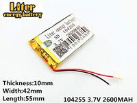 3.7V 2600mAh 104255 Lithium Polymer Ion Rechargeable Battery Lithium Polymer Li-Po Battery for MP4 GPS MP3 Bluetooth Stereo DIY Gift