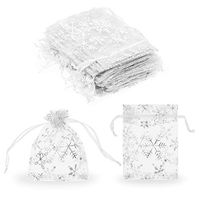 SumDirect 100Pcs 3.54" x 4.72" Sheer Drawstring Organza Jewelry Pouches Wedding Party Christmas Favor Gift Bags (White)