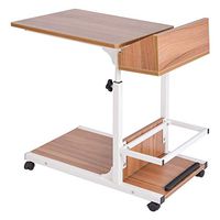 CHICTI Overbed Tables Adjustable, Flat Rolling Bed Side Tray Table for Medical Or in-Home Use, Height Adjustable Hospital Table with Locking Casters