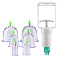 Vacuum Cupping Set with 6 Cups and 1 Pumping Handle for Muscle Soreness, Trigger Point & Pain Relief, Cellulite, Swelling