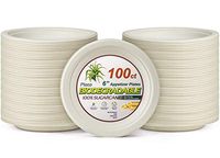 DecorRack Compostable Plates 10" Round Biodegradable Plates 100% Natural Disposable Bagasse Paper Plates, Plant-Based Alternative to Plastic Plates (100 Count)