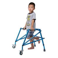 Walking Frame with Wheels, Lightweight Foldable Aluminium Frame, Lockable Brakes, Adjustable Height, 3kg Weight, for Adults and Kids (Height 1-1.5m)