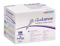 OptiLance Push-Button Safety Lancets, 21 G, 2.0 Mm Puncture Depth, 100 Count, Lancing Device NOT Required