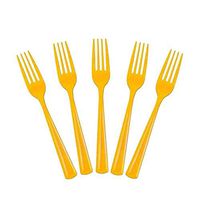 Yellow Plastic Forks 50 Count Party Catering Picnic Disposable New