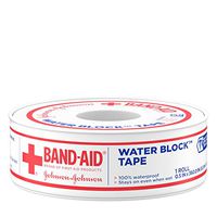 Band-Aid Brand First Aid Water Block 100% Waterproof Self-Adhesive Tape Roll for Durable Wound Care to Firmly Secure Bandages, 1/2 In by 10 yd