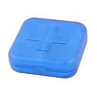 uxcell Plastic Rectangle 4 Slots Medicine Pill Capsule Storage Box Clear Blue
