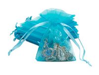 TheDisplayGuys 48-Pack 2x3 Turquoise Blue Sheer Organza Gift Bags with Drawstring, Jewelry Candy Treat Wedding Party Favors Mesh Pouch