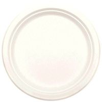 Amscan 690002.08 Natural Sugar Cane Round Plate, 50 pieces, White
