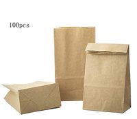 Small Brown Paper Lunch Bags Bread Bags Self Standing Durable Kraft Paper Bags Paper Snack Bags Bread Bags - 3.5X 6.7X 2inch, 100pcs