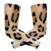 LEVEIS Cute Leopard Print Animal Arm Sleeves UV Protection for Men Women Sunblock Protective Gloves Running Golf Cycling Driving Long Arm Cover 1 Pair