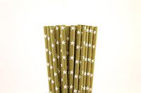 Gold with White Stars Paper Straws (50)